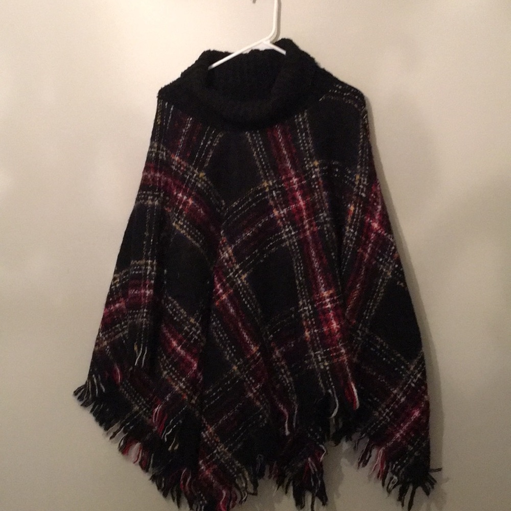 Plaid poncho